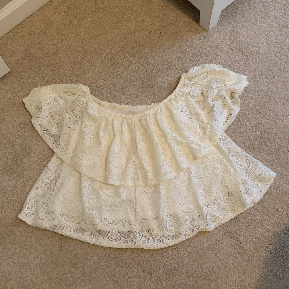 Cream Lace Off the Shoulder Top